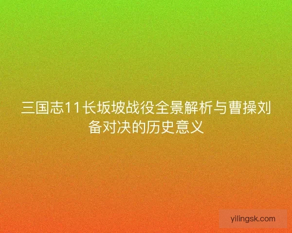 三国志11长坂坡战役全景解析与曹操刘备对决的历史意义