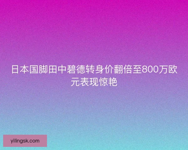 日本国脚田中碧德转身价翻倍至800万欧元表现惊艳