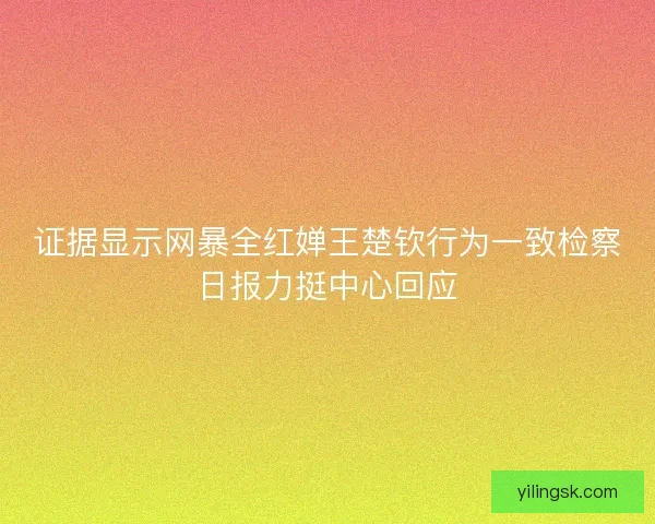 证据显示网暴全红婵王楚钦行为一致检察日报力挺中心回应